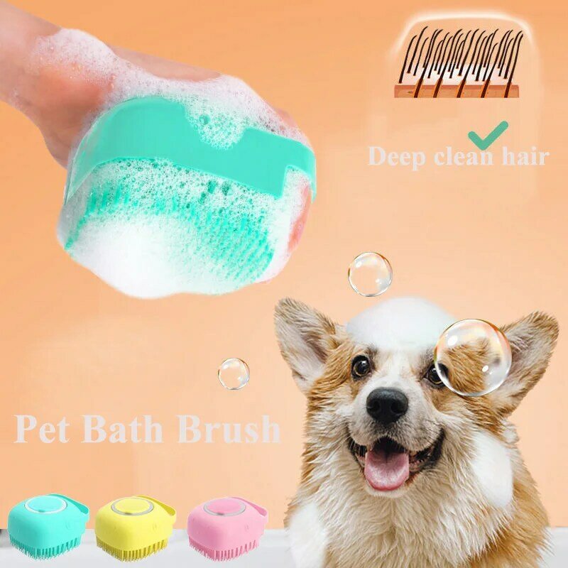 Cepillo de baño de silicona suave 2 en 1 para perros y gatos, accesorios para mascotas, cepillo de ducha, aseo, masaje, productos para cachorros