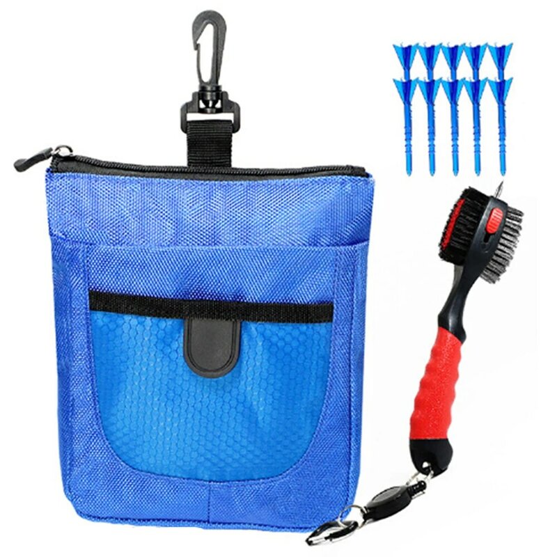 Golf Storage Bag + Golf Nail + Cleaning Brush Set Golf Bag Golf Tool Bag Durable Nail Bag Hang Bag Zipper Bag Golf Accessories