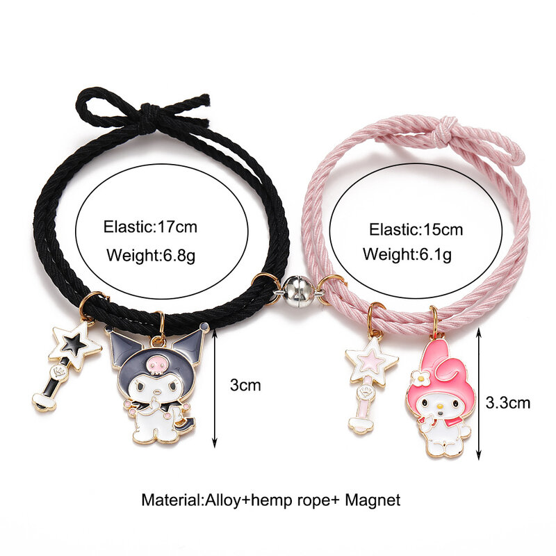 2 sztuk Cute Cartoon para zestaw bransoletek magnes piłka ręcznie mężczyzn i kobiet prezent przyjaźń Charms elastyczna lina biżuteria 11 Style