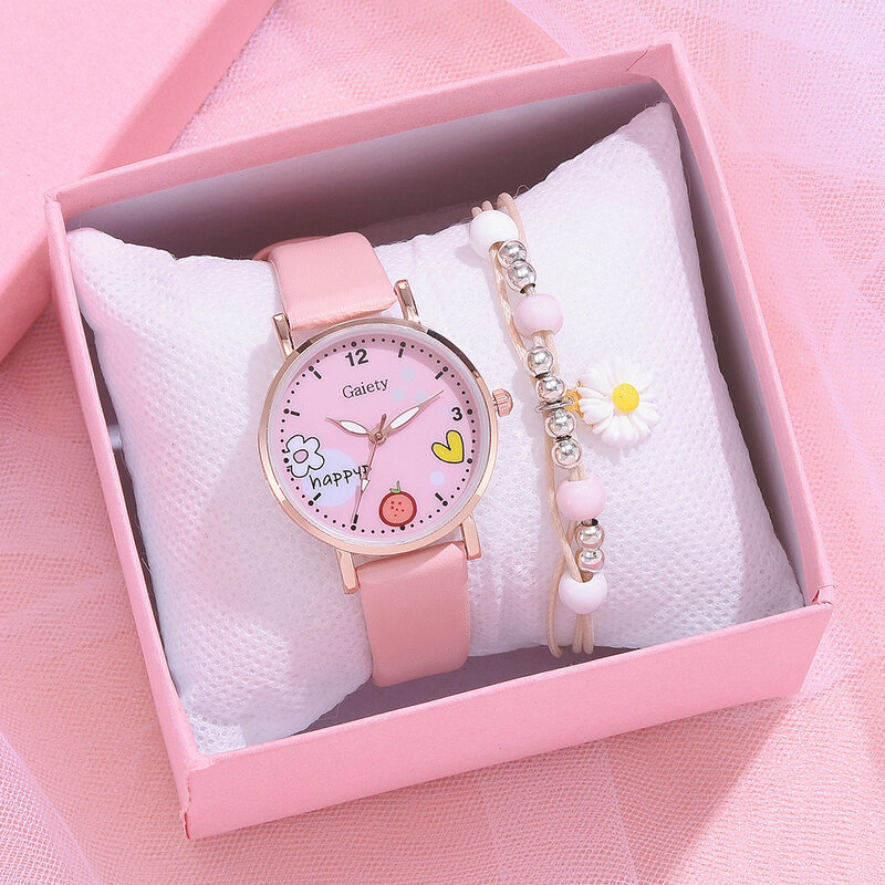 Conjunto de reloj de pulsera para mujer, relojes de cuarzo minimalistas bonitos, reloj de moda para mujer, reloj femenino de oro rosa
