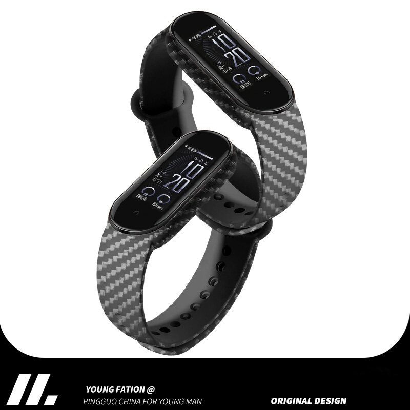 Carbon fiber Strap for Xiaomi Mi Band 6 5 4 bracelet Sport silicone watch wristband Miband band6 band4 for Xiaomi mi band 3 4 5