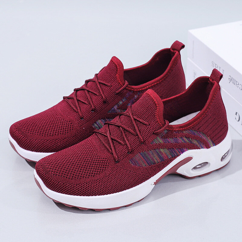 Sports Shoes Women's 2021 Summer New Flying Woven Mesh Breathable Casual Running Shoes Comfortable Women's Shoes platform shoes