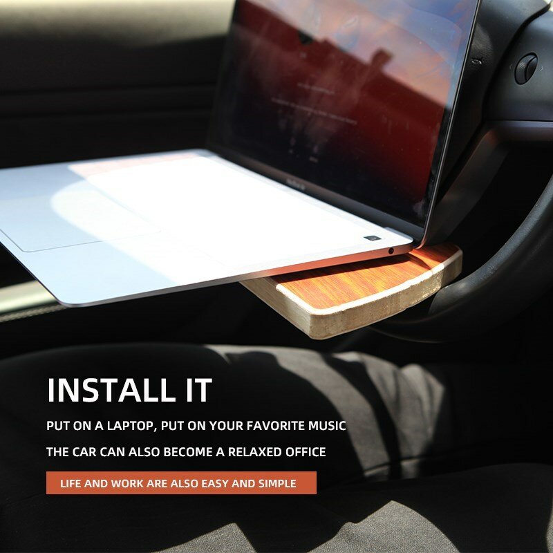 Per Tesla modello 3 / y volante accessori da tavolo per tablet portatile portatile vassoio per alimenti piccoli accessori da tavolo in legno