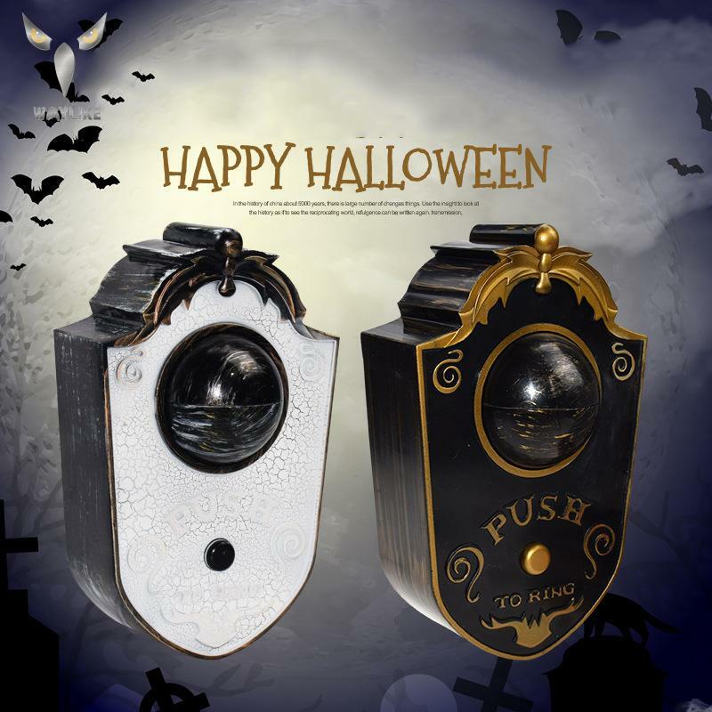 Sonnette de porte suspendue à un œil pour décoration d'halloween, accessoire d'horreur hantée, pièce scintillante, décor de sonnette à globe oculaire