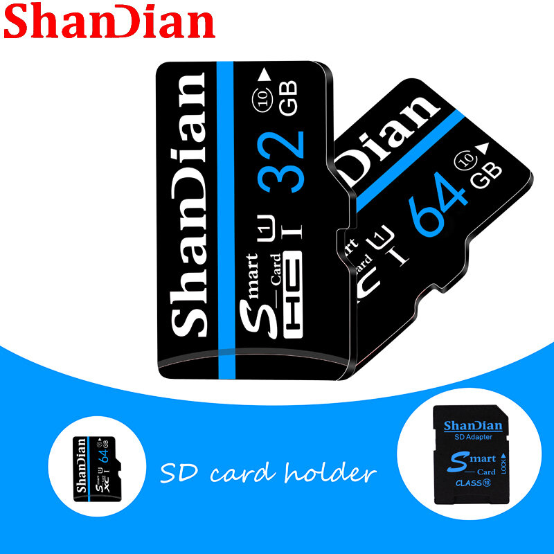 Transferência de alta velocidade esperta de shandian 32gb sd tf cartão class10 com adaptador os cartões de memória 64gb 128gb 16g 8g para o telefone da câmera etc
