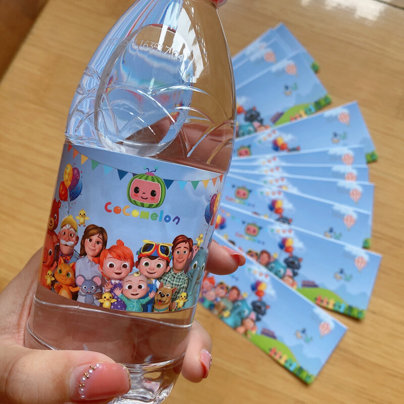 Magrise 12 sztuk butelka wody Melon Cartoon Melon temat butelka mineralna Baby Shower 1. Artykuły urodzinowe naklejki
