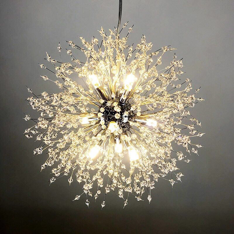 Lustres led moderno dandelion lustre de teto de cristal sala de jantar interior 110v-240v iluminação pingente lâmpada equipamentos