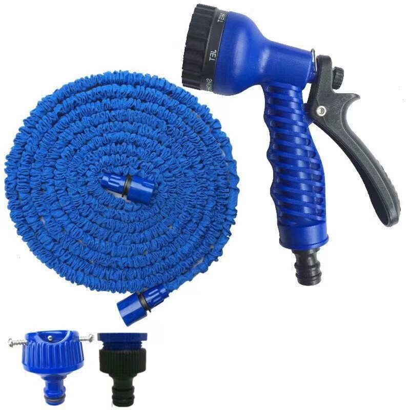 25-100FT Expandable Water Gun Hose Kit Magic PVC Reel Pipe 6 Spraying Mode Water Gun for Farm Garden Irrigation Home Car Wash