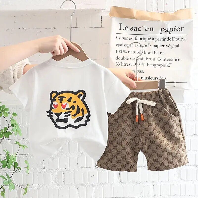 Jongens Zomer Korte Mouwen Set 2023 Nieuwe Kinder T-Shirt Shorts Set Baby Kleding Set