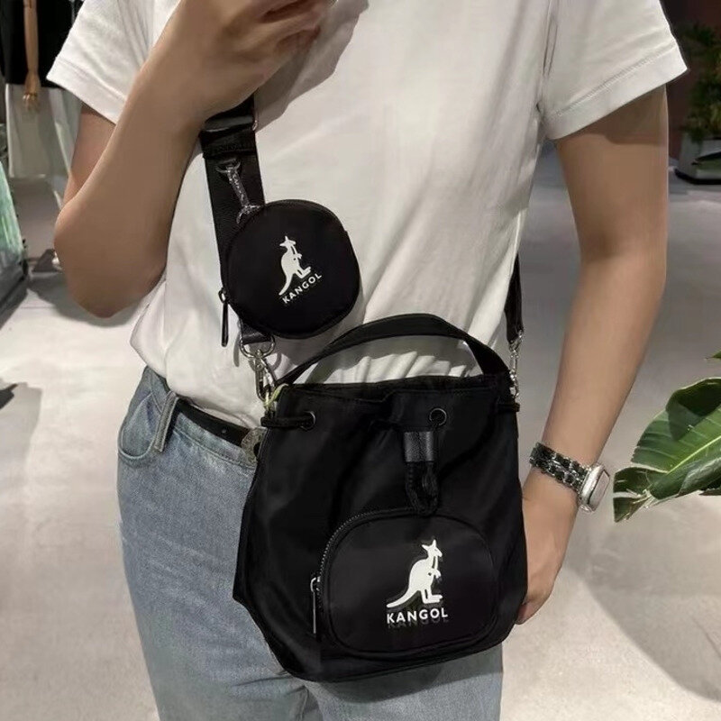 Bolso cruzado de un solo hombro para mujer, mochila de diseñador de lujo, bolso de cubo tipo canguro, moda coreana