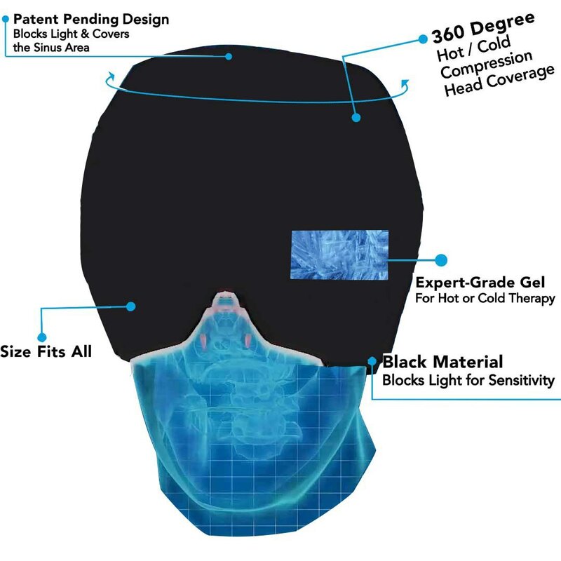 Cappello per alleviare l'emicrania cappello per il mal di testa Gel Hot Cold Therapy Ice Cap per alleviare il dolore maschera per gli occhi con cappello di ghiaccio
