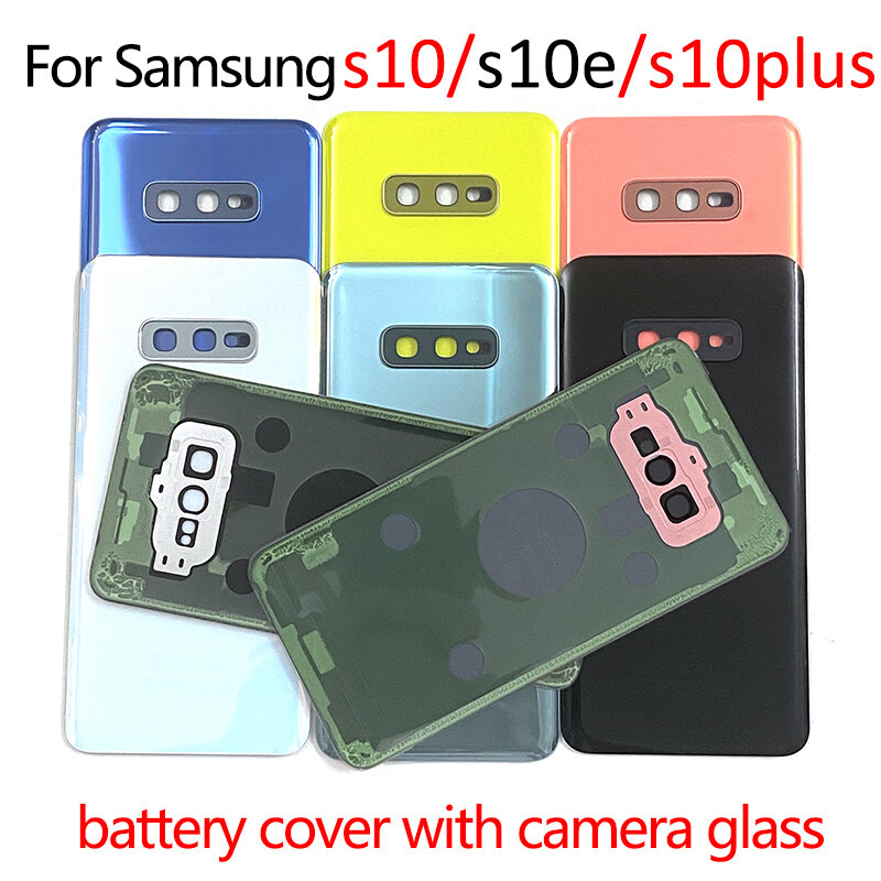 Original para Samsung Galaxy s10 S10e S10 plus G973 G970 G975, cubierta trasera de batería, carcasa de puerta trasera, Panel de vidrio, piezas de lente de cámara