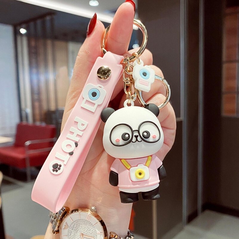 Creative Panda Keychain Silicone Lanyard Car Keychain Handbag Pendant for Girls New Dropship
