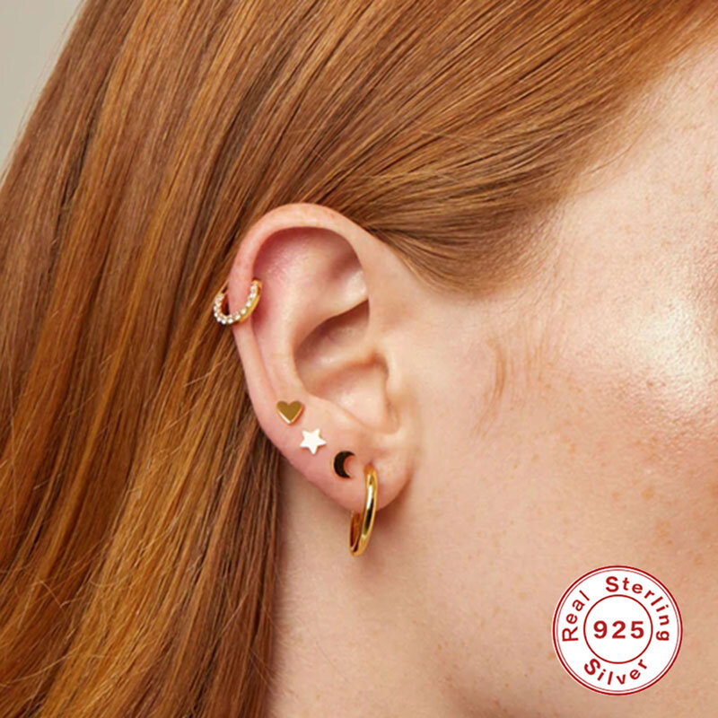 CANNER – ensemble de boucles d'oreilles en cristal blanc, argent Sterling 925, bijoux fins, étoile, lune, cœur