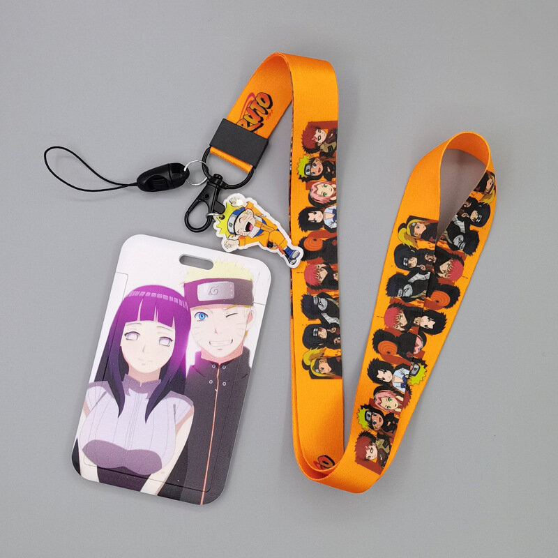 Funda rígida de PVC de Naruto para tarjetas de estudiantes, bolso de cuello colgante con dibujos animados, antipérdida