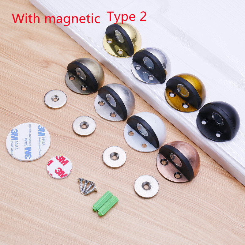 Kk & Fing Rvs Magnetische Deurstopper Punch-Gratis Deur Touch Magnetische Zuigkracht Rubber Semi-Cirkel Anti-Collision Deur Stop