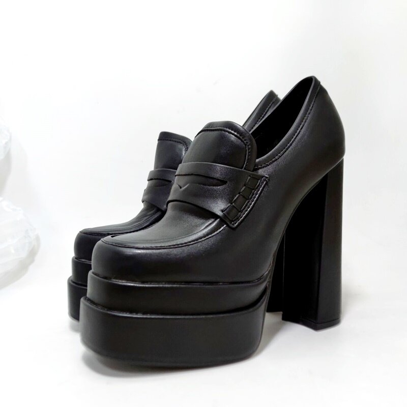 Buty nowe damskie wysoka wodoodporność obcasy seksowne czółenka kwadratowe toe skóra z mikrofibry buty na koturnach damskie w stylu casual, imprezowa buty OL