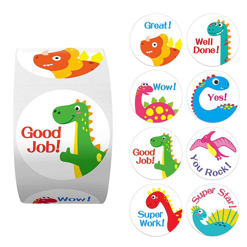 500 Buah Stiker Kartun Hewan untuk Anak-anak Hadiah Pesta Ulang Tahun Dekorasi Stiker Stiker Hadiah Guru Sekolah Kawaii Desain Dinosaurus