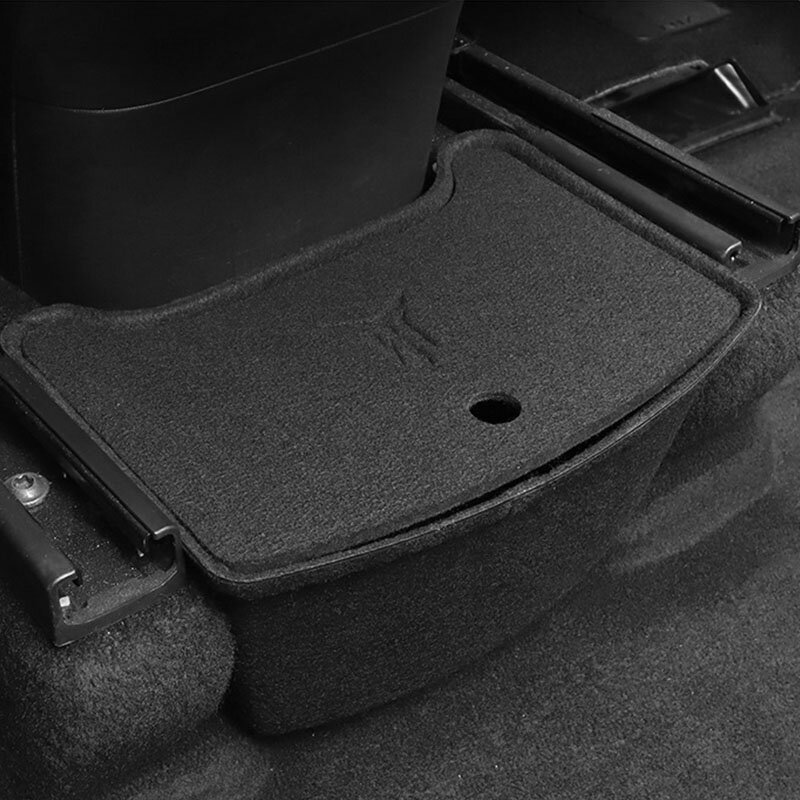 For Tesla Model 3 Y Car Accessories 2021 Under Central Control Storage Box Flocking Style Organizer Garbage Case Drawer Holder