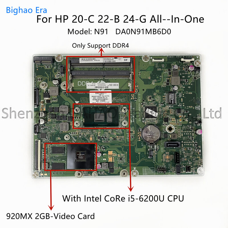 DA0N91MB6D0 ل HP 22-B 20-C 24-G الكل في واحد اللوحة مع إنتل i3/i5 CPU 920MX 2GB GPU 848949-006 848949-610 848949-005/609