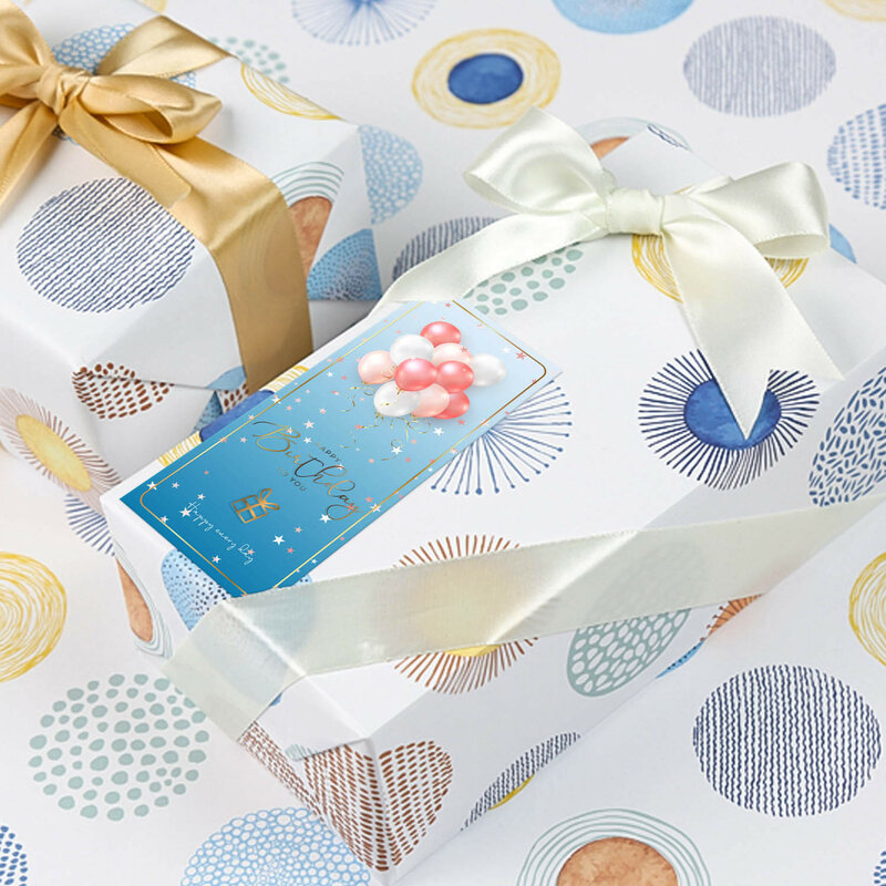 Etiquetas adhesivas de feliz cumpleaños, paquete de decoración para caja de regalo, fiesta, pequeña empresa, 6x15cm, 50-100 piezas