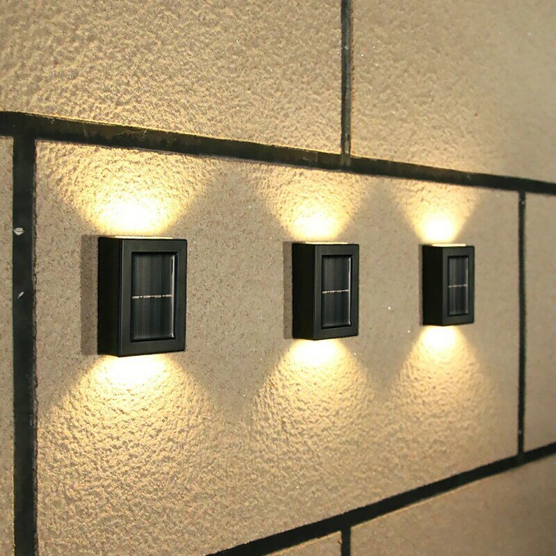 Luz LED Solar inteligente para exteriores, iluminación impermeable de arriba y abajo para decoración de jardín, luces solares para escaleras, valla, lámpara de luz Solar, 16 piezas