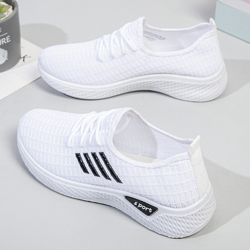 Women's Spring/Summer  Fly Woven Breathable Sneakers Soft Sole Non-Slip Casual Shoes Comfortable Running Shoes  Women Sneakers