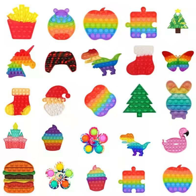 Rainbow Bubble Pops Kids Fidget Toys Sensory autimim Special Need Anti-stress Stress Relief Squishy Simple Dimple Fidget Toy
