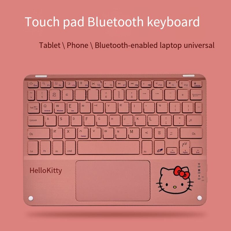 Teclado Bluetooth sem fio com mouse, bonito pintado, conjunto de presente para Android, iOS, Windows, Doraemon, Sanrio Hello Kitty, Kuromi