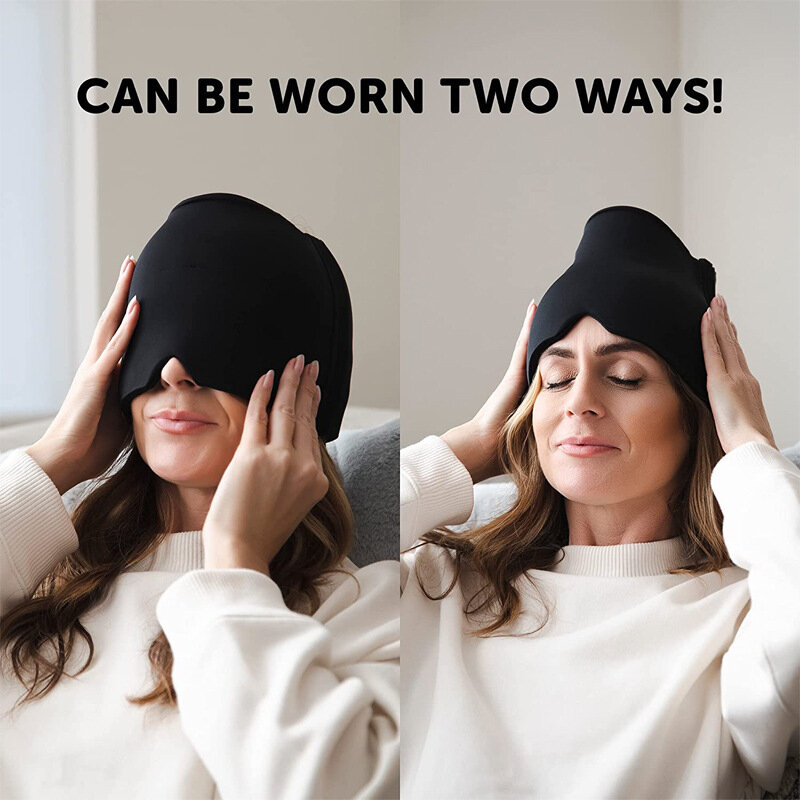 Migrena Relief Hat ból głowy kapelusz żel gorąca terapia zimnem czapka na lód działa przeciwbólowo maska na oczy