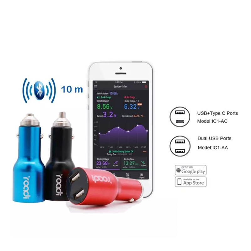 Multi-function 36W 2 Ports USB Fast Car Charger Locating and APP Car Health Detection Fast Charging For iPhone 13 Xiaomi Samsung