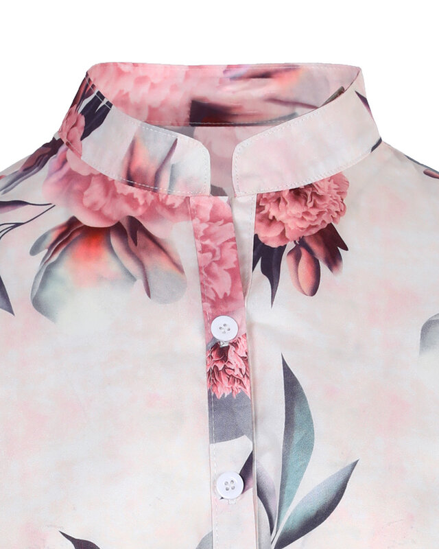 2022 primavera verão das mulheres com decote em v floral imprimir manga longa botão para baixo camisa senhora do escritório blusa casual elegante topos roupas das mulheres