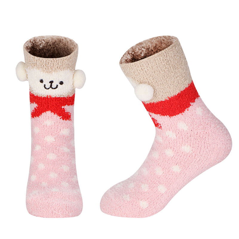 Зимние теплые носки, женские носки для пола для женщин, силиконовые Нескользящие носки с милыми мультяшными животными, панда, кавайные