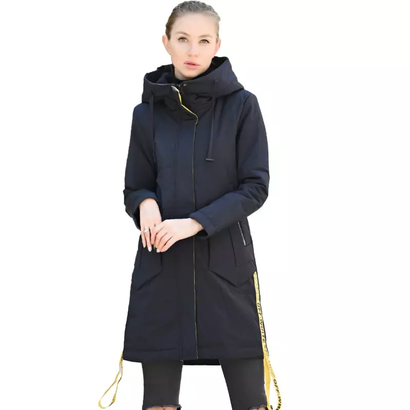 2022 고품질 여성 코트, 봄 가을 패션, 캐쥬얼 얇은 파카, 유럽 방풍 긴 퀼트 후드 재킷, 신상 여성 재킷