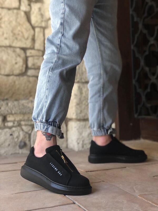 Zapatos para hombre BA0310 BOA de suela gruesa con cremallera, color negro