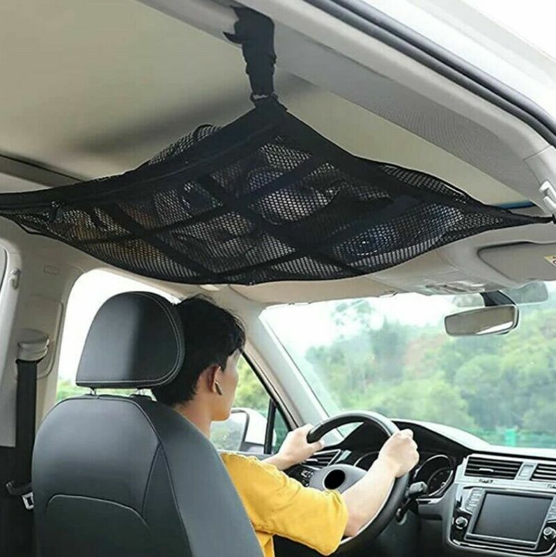 Portable Car Ceiling Storage Net Pocket Car Roof Interior Cargo Net Bag Car Trunk Storage Pouch Sundries Storage Organizer Net