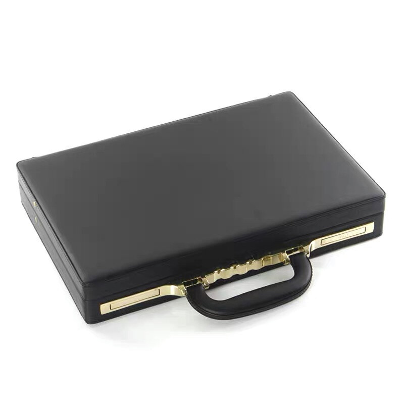 Caja de Herramientas negra vintage para hombre, maletín de equipaje de lujo, caja de contraseña portátil, caja de utilería, caja de archivo, caja de ordenador, maletas