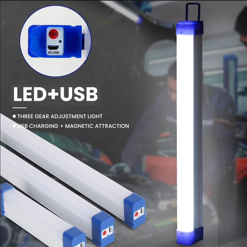Luces LED de emergencia recargables por USB, lámparas de Camping para exteriores, luz de trabajo de falla de energía para el hogar, DC5V, 30W, 60W, 80W, 17cm-52cm
