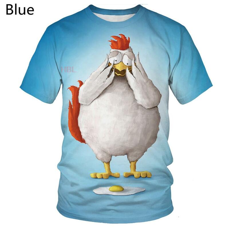 Moda neutra 3d impressão camiseta engraçado frango legal camiseta verão manga curta mais completo 2022
