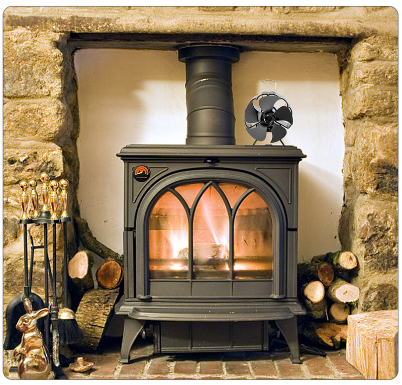Mini ventilateur de cheminée, 5 pièces, puissance thermique, brûleur à bois écologique et silencieux, ventilateur domestique, Distribution de chaleur efficace