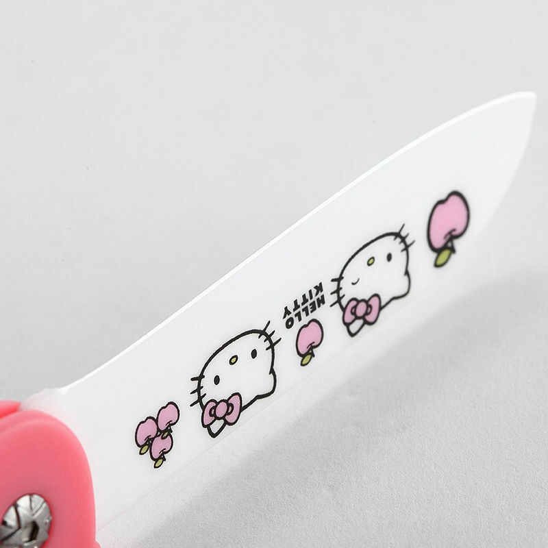 Sanrio-cuchillo plegable de Hello Kitty para fruta, cuchillo de cerámica Kawaii, portátil, Mini exquisito pelador de comida para el hogar y viaje