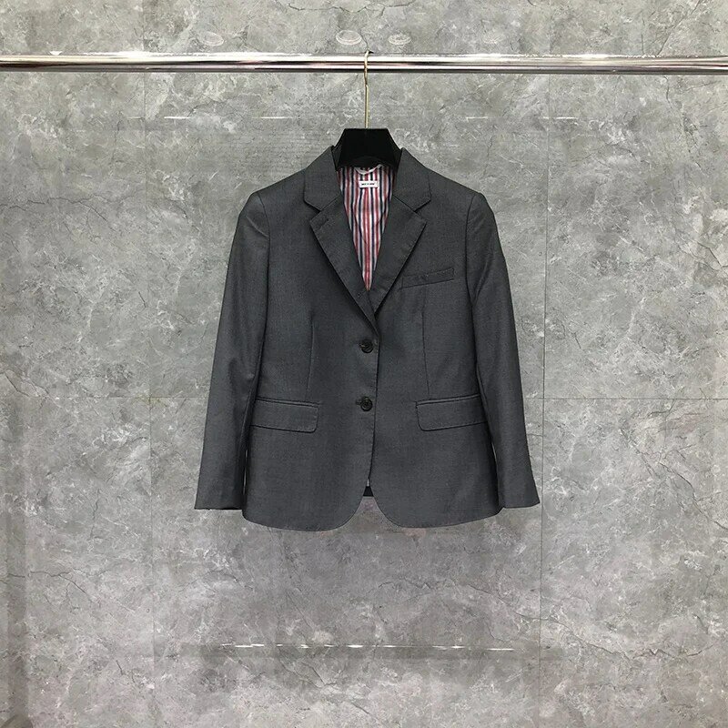THOM Autunm Winter Women's Fashion Brand Sport Coat Classic Wide Lapel Solid Formal Business Gray TB Suit Jacket