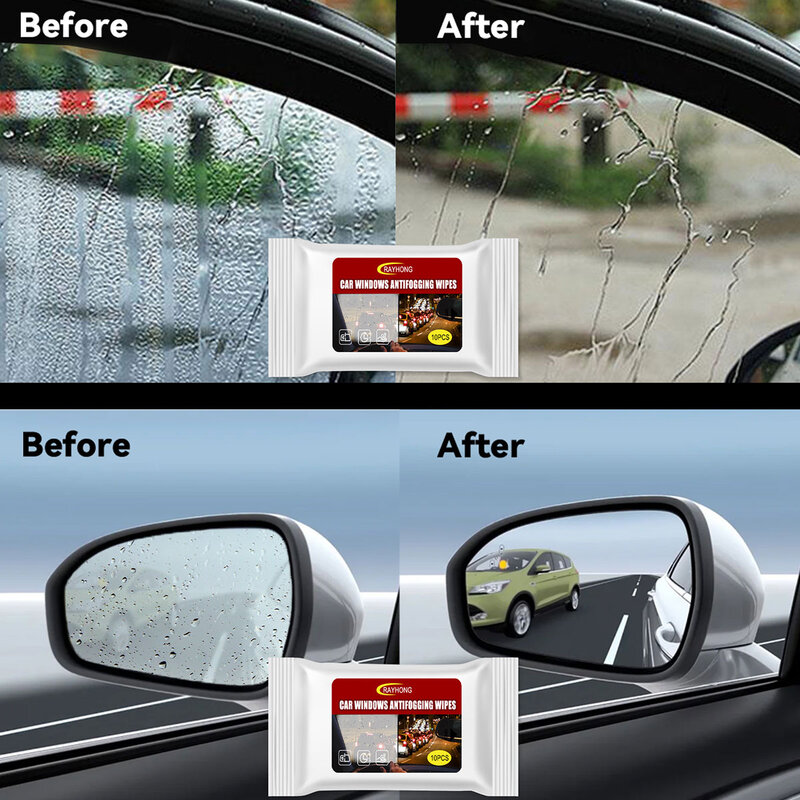 Car Anti-fog Wipes Windshield Rearview Mirror Wipes Rain-proof Car Wipes Glass Window Lens Wet Wipes for Rainy Foggy Day