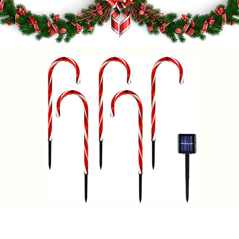 Outdoor Solar Christmas Led Candy Cane Lights Ip44 Waterproof Pathway Lamp For Christmas Decoration Dropshipping