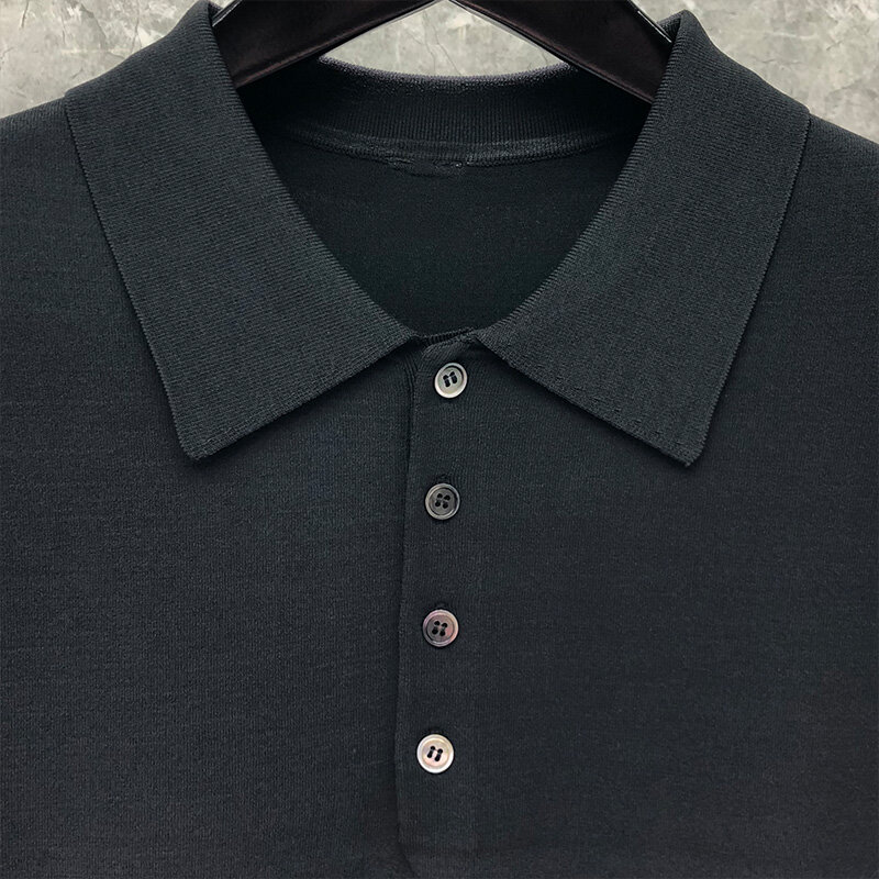 TB THOM – T-Shirt à manches courtes pour homme et femme, marque à la mode, en coton et soie glacée, Design à rayures à 4 barres, tricoté