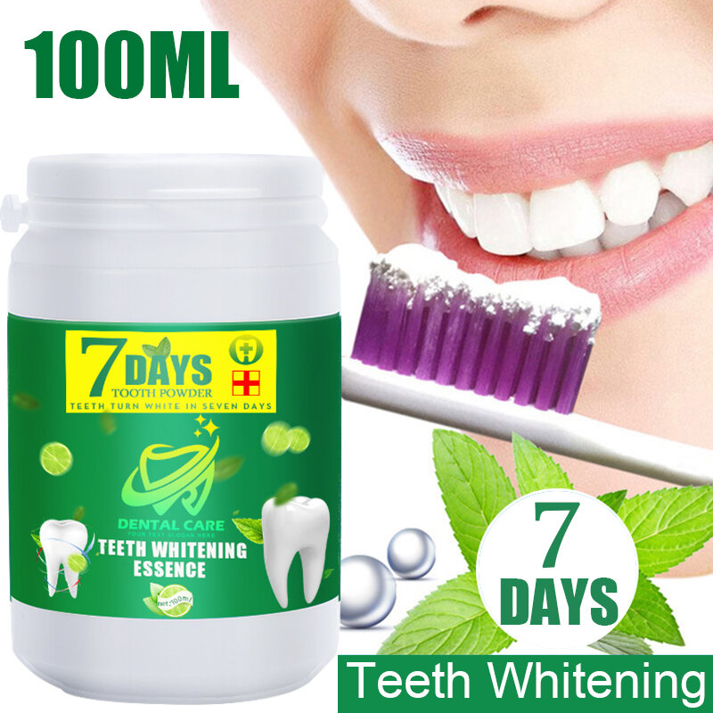 7 dias dente branqueamento dente em pó remover manchas de fumaça manchas de café manchas de chá refrescar mau hálito higiene oral cuidados dentários