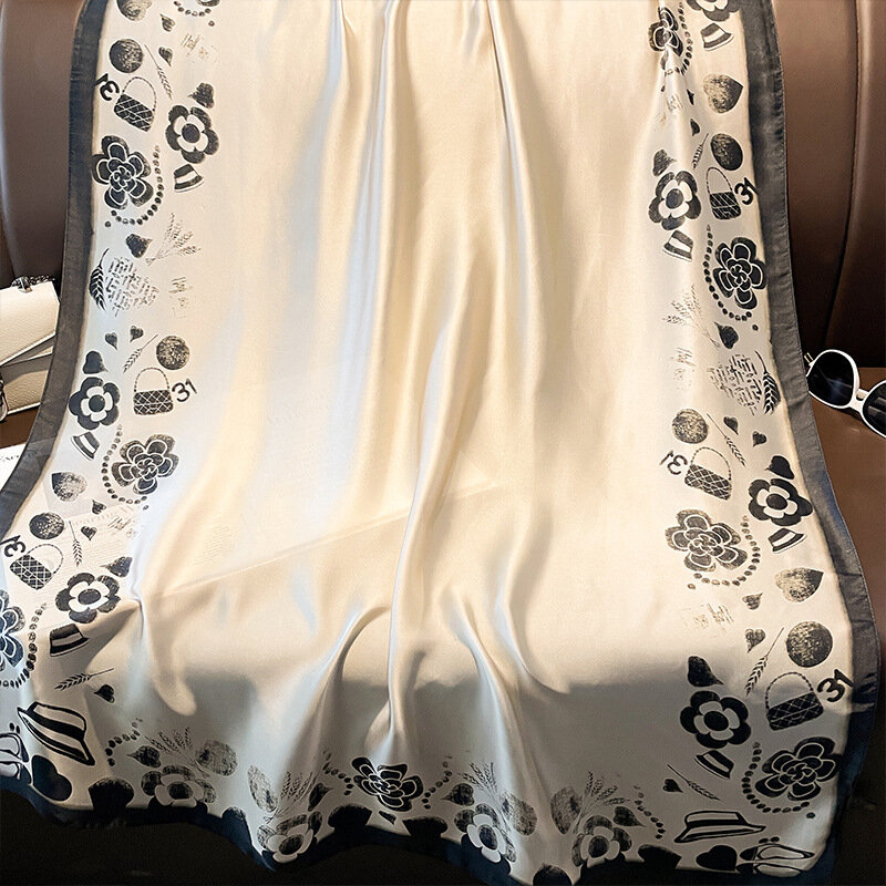 180*90 سنتيمتر العلامة التجارية الفاخرة النساء الصيف الحرير والأوشحة شال سيدة التفاف لينة الإناث أوروبا مصمم الشاطئ باندانا foulard الخمار صوفية