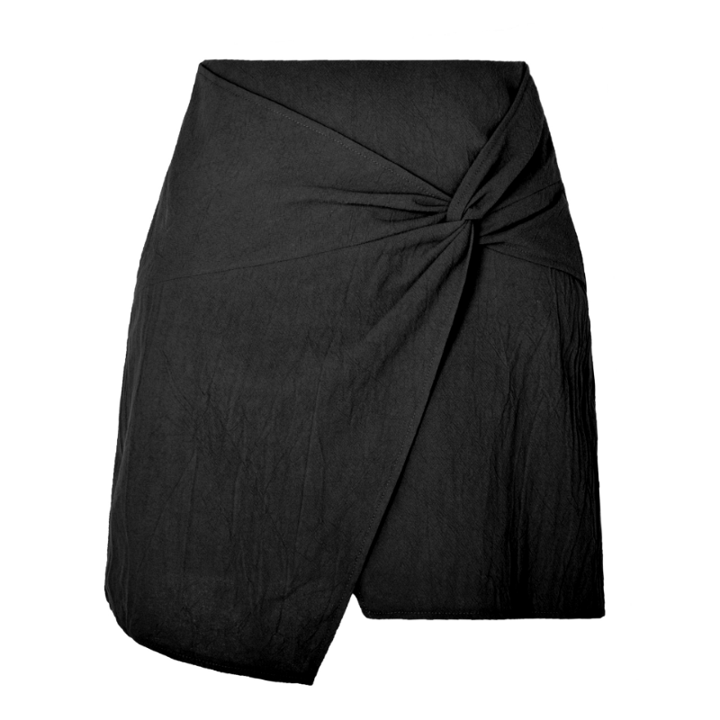 Minifaldas de lino y algodón para mujer, Faldas de cintura alta con cremallera Irregular, de Color sólido, para oficina