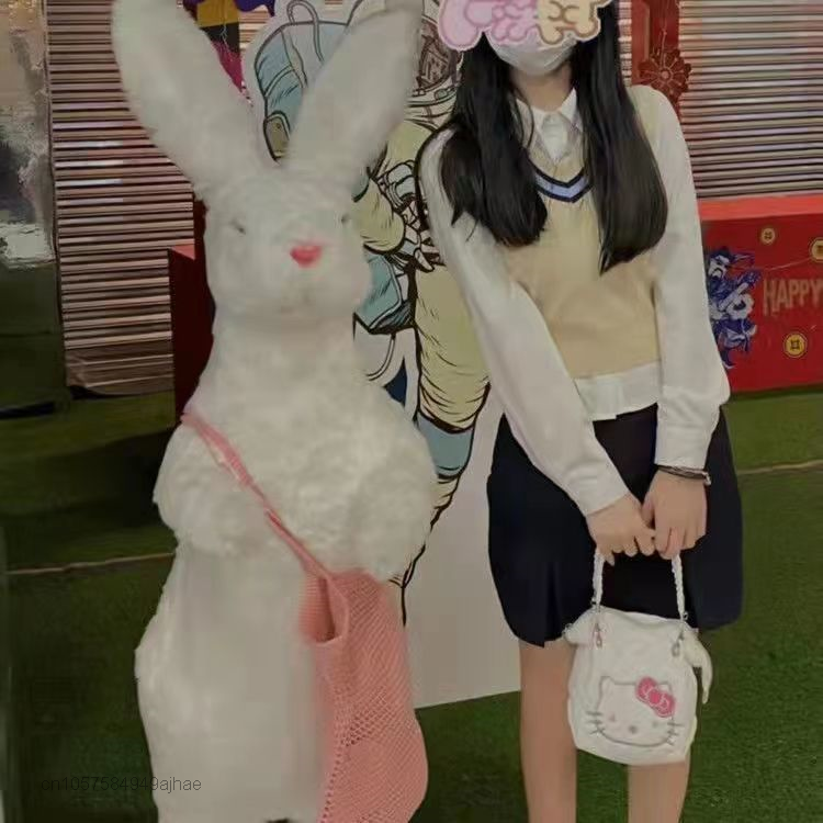 Сумка Sanrio Женская холщовая, вместительный саквояж кросс-боди с принтом Hello Kitty, мессенджер, тоут для покупок, Y2k
