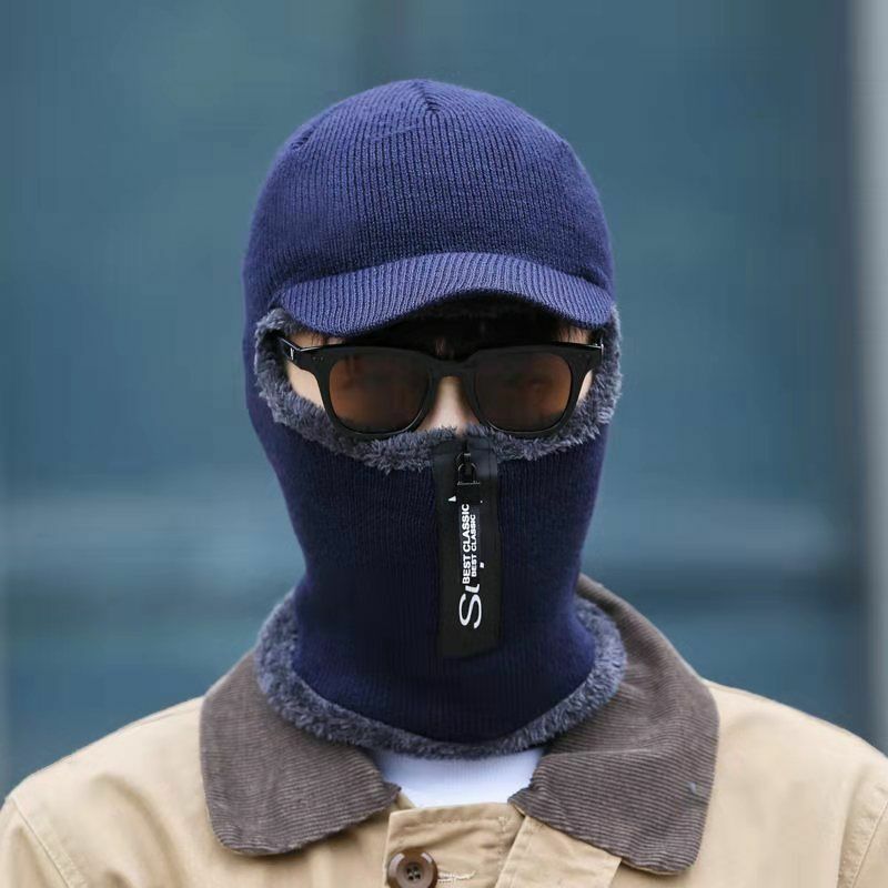 Casquette d'hiver en tricot pour hommes et femmes, chapeau d'extérieur chaud et épais, en velours, avec écharpe, masque de Ski de marque, nouvelle collection 2022